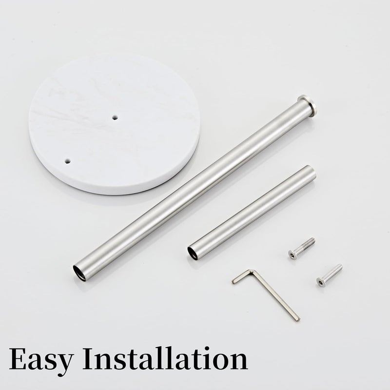 KUUBTH Brushed Nickel Paper Towel Holder,Stainless Steel Paper Towel Holder for Kitchen Roll Organize, Standard or Jumbo-Sized Roll Paper, Countertop Roll Dispenser with Marble Base - Image 5